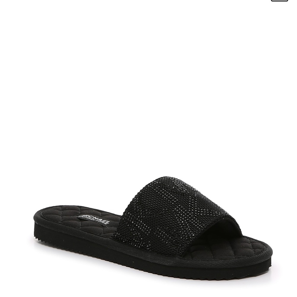Michael Kors Black Janis Sequence Slide/ Size 7 NIB